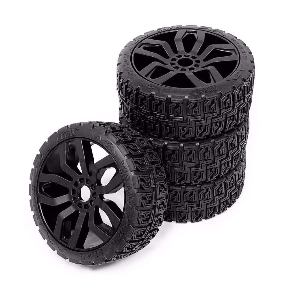 7th scale 4.01in rally all terrain wheel sima tire & x3 rim 0.67in hex hub